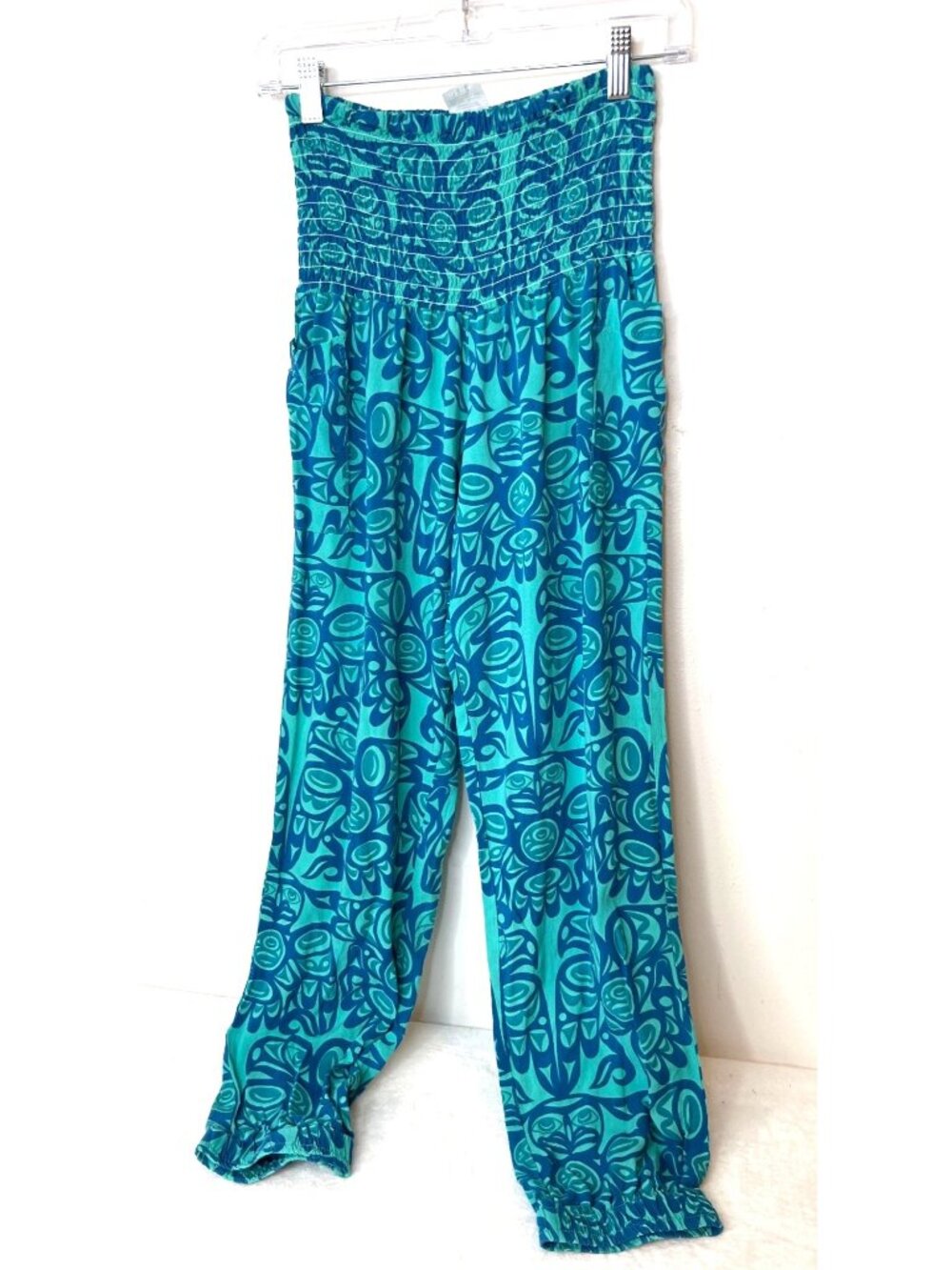 Native Northwest Indigenous Indian Design pants Harem Boho Comfy Size S-L Blue